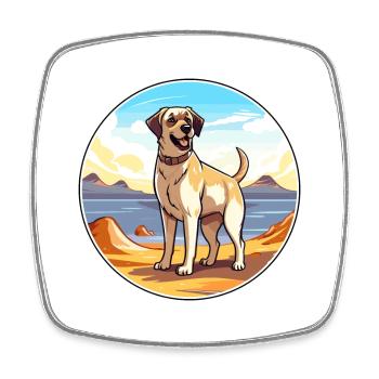 Anatolian Shepherd Dog Breed Cartoon Kawaii Dog - Square fridge magnet - white - Front