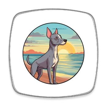 American Hairless Terrier Hunderasse Cartoon Haustier - Viereckiger Kühlschrankmagnet - Weiß - Vorne