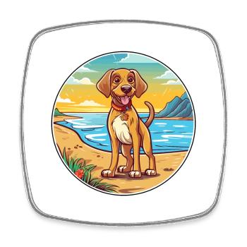 Ariegeois chien race dessin animé kawaii clipart chien animal de compagnie - Magnet carré - blanc - Devant