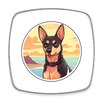 Australian Kelpie Dog Breed Cartoon Kawaii Clipart - Square fridge magnet - white - Front
