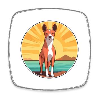Basenji Dog Breed Cartoon Kawaii Clipart Dog Pet - Square fridge magnet - white - Front