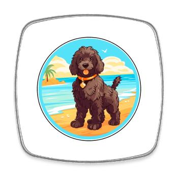 Barbet Dog Breed Cartoon Kawaii Clipart Watercolor - Square fridge magnet - white - Front