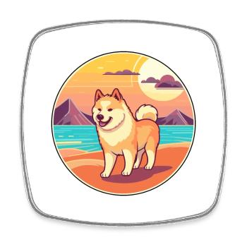 Akita Hund Rasse Cartoon Kawaii Clipart Aquarell - Viereckiger Kühlschrankmagnet - Weiß - Vorne