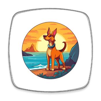 Alopekis Dog Breed Cartoon Kawaii Clipart Dog Pet - Square fridge magnet - white - Front