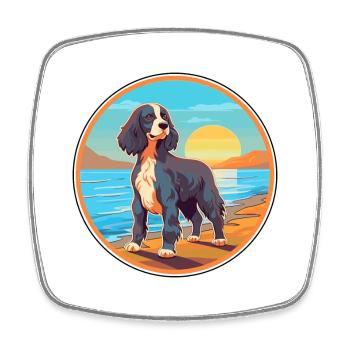 Alpine Spaniel Dog Breed Cartoon Kawaii Clipart - Square fridge magnet - white - Front