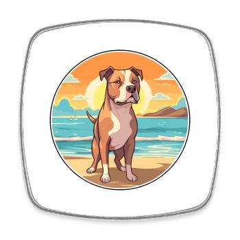 American Pitbull Terrier Dog Breed Cartoon Kawaii - Square fridge magnet - white - Front