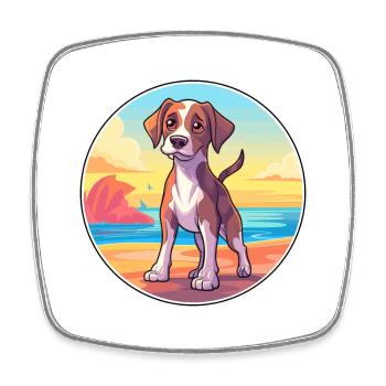 Armenische Gampr Hunderasse Karikatur Kawaii Clipart - Viereckiger Kühlschrankmagnet - Weiß - Vorne