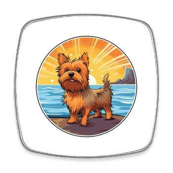 Australian Silky Terrier Dog Breed Cartoon Kawaii - Square fridge magnet - white - Front