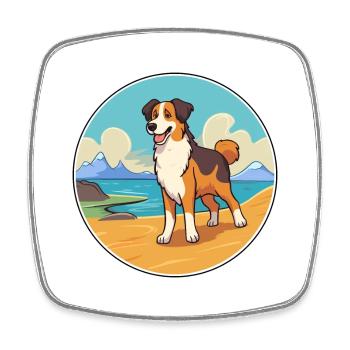 Baskischer Schäferhund, Rasse, Cartoon, Kawaii, Clipart - Viereckiger Kühlschrankmagnet - Weiß - Vorne