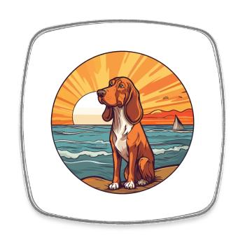 Basset Fauve De Bretagne Dog Breed Cartoon Kawaii - Square fridge magnet - white - Front