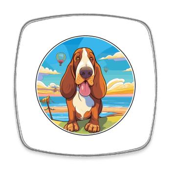Basset Artesien Normand Hunderasse Cartoon Kawaii - Viereckiger Kühlschrankmagnet - Weiß - Vorne