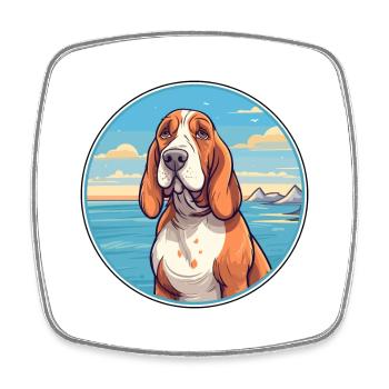 Basset Bleu De Gascogne Dog Breed Cartoon Kawaii - Square fridge magnet - white - Front