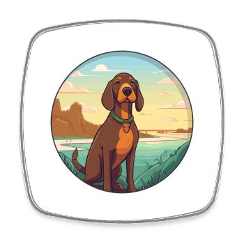 Bavarian Mountain Hound Dog Breed Cartoon Kawaii - Square fridge magnet - white - Front