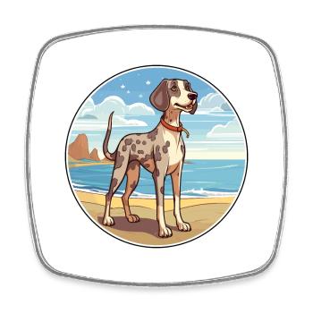 Amerikanischer Leopardenhund Hunderasse Cartoon Kawaii - Viereckiger Kühlschrankmagnet - Weiß - Vorne