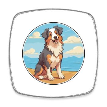 Berger australien race de chien de dessin animé Kawaii - Magnet carré - blanc - Devant
