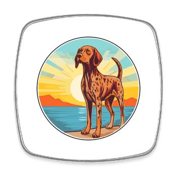 Auvergne Pointing Dog Breed Cartoon Kawaii Clipart - Square fridge magnet - white - Front