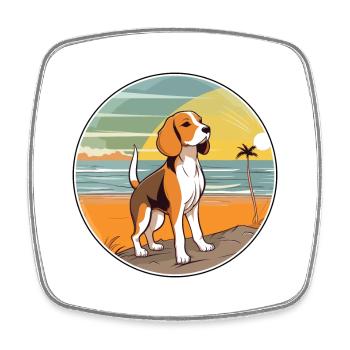 Beagle Harrier Hund Rasse Cartoon Kawaii Clipart - Viereckiger Kühlschrankmagnet - Weiß - Vorne