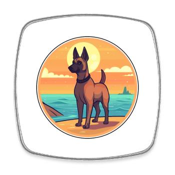 Belgischer Malinois Hund Rasse Cartoon Kawaii Clipart - Viereckiger Kühlschrankmagnet - Weiß - Vorne