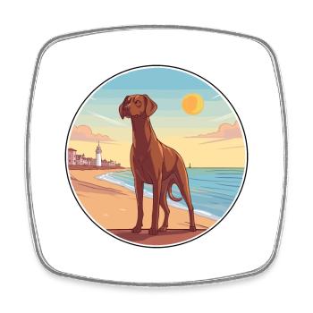 Belgian Pointer Dog Breed Cartoon Kawaii Clipart - Square fridge magnet - white - Front