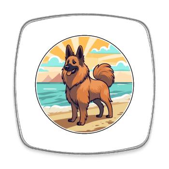Belgian Tervuren Dog Breed Cartoon Kawaii Clipart - Square fridge magnet - white - Front