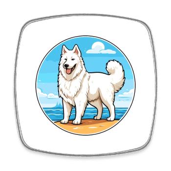 Berger Blanc Suisse Dog Breed Cartoon Kawaii Dog - Magnet carré - blanc - Devant