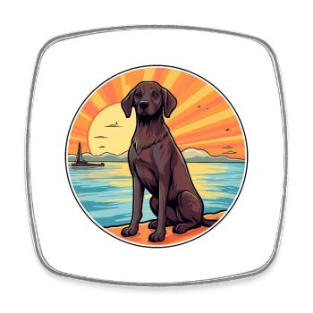 Berger De Beauce Dog Breed Cartoon Kawaii Clipart - Square fridge magnet - white - Front