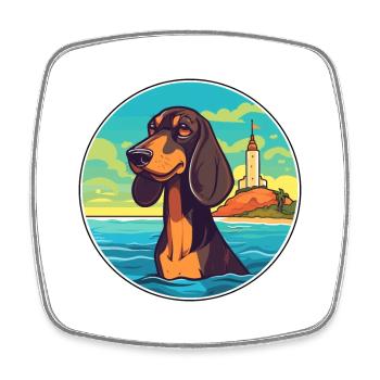 Schwarzwälder Hund Rasse Cartoon Kawaii Hund - Viereckiger Kühlschrankmagnet - Weiß - Vorne