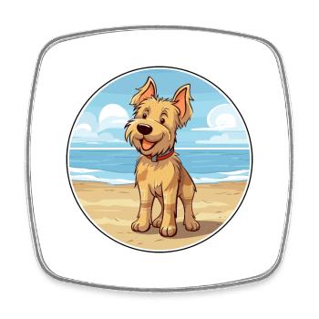 Berger Picard Hund Rasse Cartoon Kawaii Clipart Hund - Viereckiger Kühlschrankmagnet - Weiß - Vorne