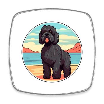 Schwarzer russischer Terrier Hunderasse Cartoon Kawaii Hund - Viereckiger Kühlschrankmagnet - Weiß - Vorne
