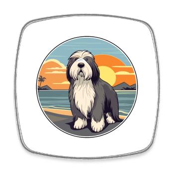 Barbu Collie chien race Cartoon Kawaii Clipart - Magnet carré - blanc - Devant