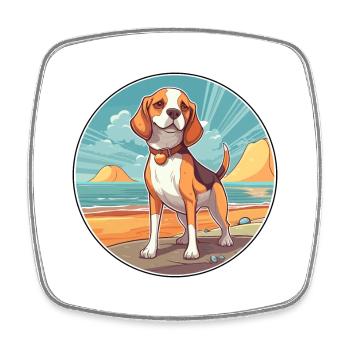 Beagle Dog Breed Cartoon Kawaii Clipart Watercolor - Square fridge magnet - white - Front