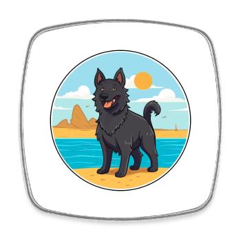 Chien de berger belge chien race Cartoon Kawaii Clipart - Magnet carré - blanc - Devant