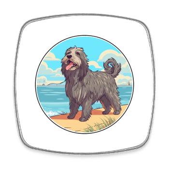 Bergamasco Schäferhund Rasse Cartoon Kawaii Hund - Viereckiger Kühlschrankmagnet - Weiß - Vorne