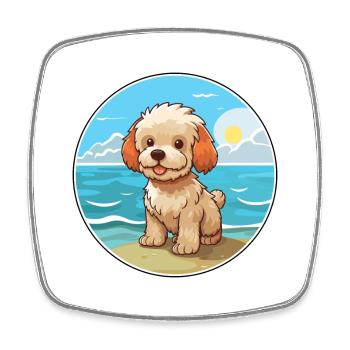 Bichon Yorkie Dog Breed Cartoon Kawaii Clipart Dog - Square fridge magnet - white - Front