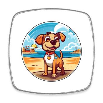 Billy chien race dessin animé Kawaii Clipart aquarelle - Magnet carré - blanc - Devant