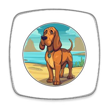Bloodhound chien race dessin animé Kawaii Clipart chien - Magnet carré - blanc - Devant