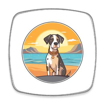 Braque Auvergne Dog Breed Cartoon Kawaii Clipart - Square fridge magnet - white - Front