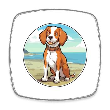 Bretagne chien race dessin animé kawaii clipart chien animal de compagnie - Magnet carré - blanc - Devant