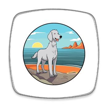 Bedlington Terrier Dog Breed Cartoon Kawaii Dog - Square fridge magnet - white - Front