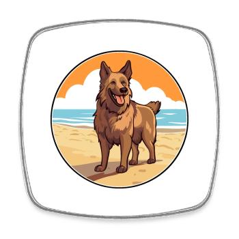 Belgian Shepherd Dog Breed Cartoon Kawaii Clipart - Square fridge magnet - white - Front