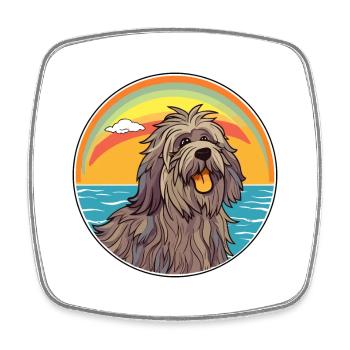 Bergamasco Hund Rasse Cartoon Kawaii Clipart Hund - Viereckiger Kühlschrankmagnet - Weiß - Vorne