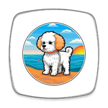 Bichon Frise chien race Cartoon Kawaii Clipart chien - Magnet carré - blanc - Devant