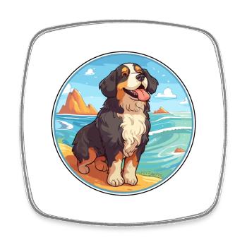 Berner Sennenhund Rasse Cartoon Kawaii Clipart - Viereckiger Kühlschrankmagnet - Weiß - Vorne