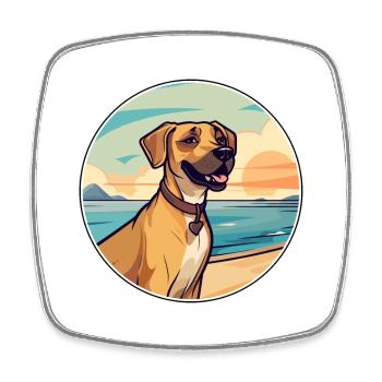 Black Mouth Cur Dog Breed Cartoon Kawaii Clipart - Square fridge magnet - white - Front