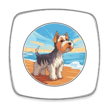 Biewer Terrier Dog Breed Cartoon Kawaii Clipart - Square fridge magnet - white - Front