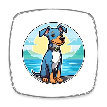 Blau Paul Terrier Hund Rasse Cartoon Kawaii Clipart - Viereckiger Kühlschrankmagnet - Weiß - Vorne