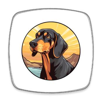 Schwarz und Tan Coonhound Hunderasse Cartoon Kawaii - Viereckiger Kühlschrankmagnet - Weiß - Vorne