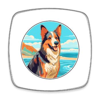 Bohemian Shepherd Dog Breed Cartoon Kawaii Clipart - Square fridge magnet - white - Front