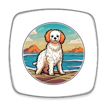 Bolognese Hund Rasse Cartoon Kawaii Clipart Hund Haustier - Viereckiger Kühlschrankmagnet - Weiß - Vorne