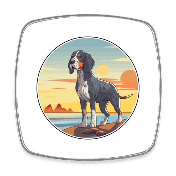 Bluetick Coonhound Dog Breed Cartoon Kawaii Dog - Square fridge magnet - white - Front